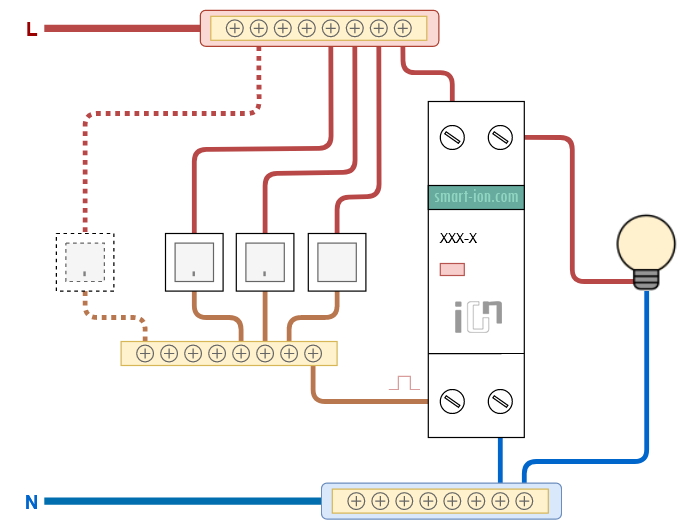 Impulse relays - wiring diagram